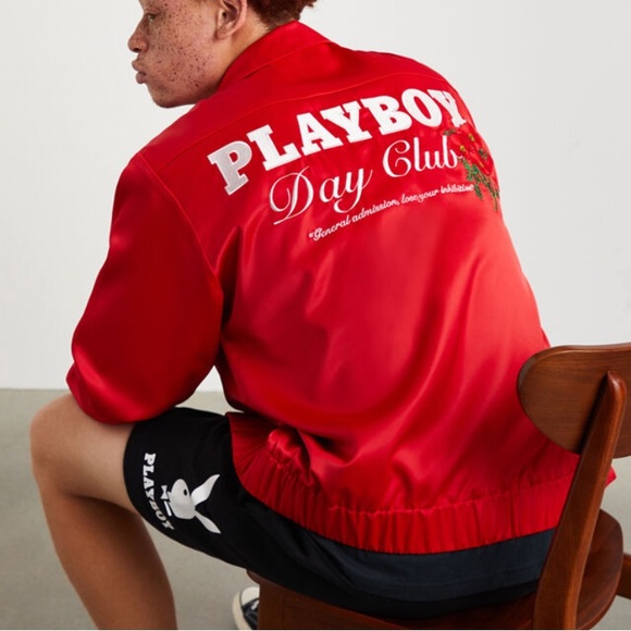 PLAYBOY Jackets & Coats Playboy By Pacsun Day Club Satin Jacket Red Poshmark
